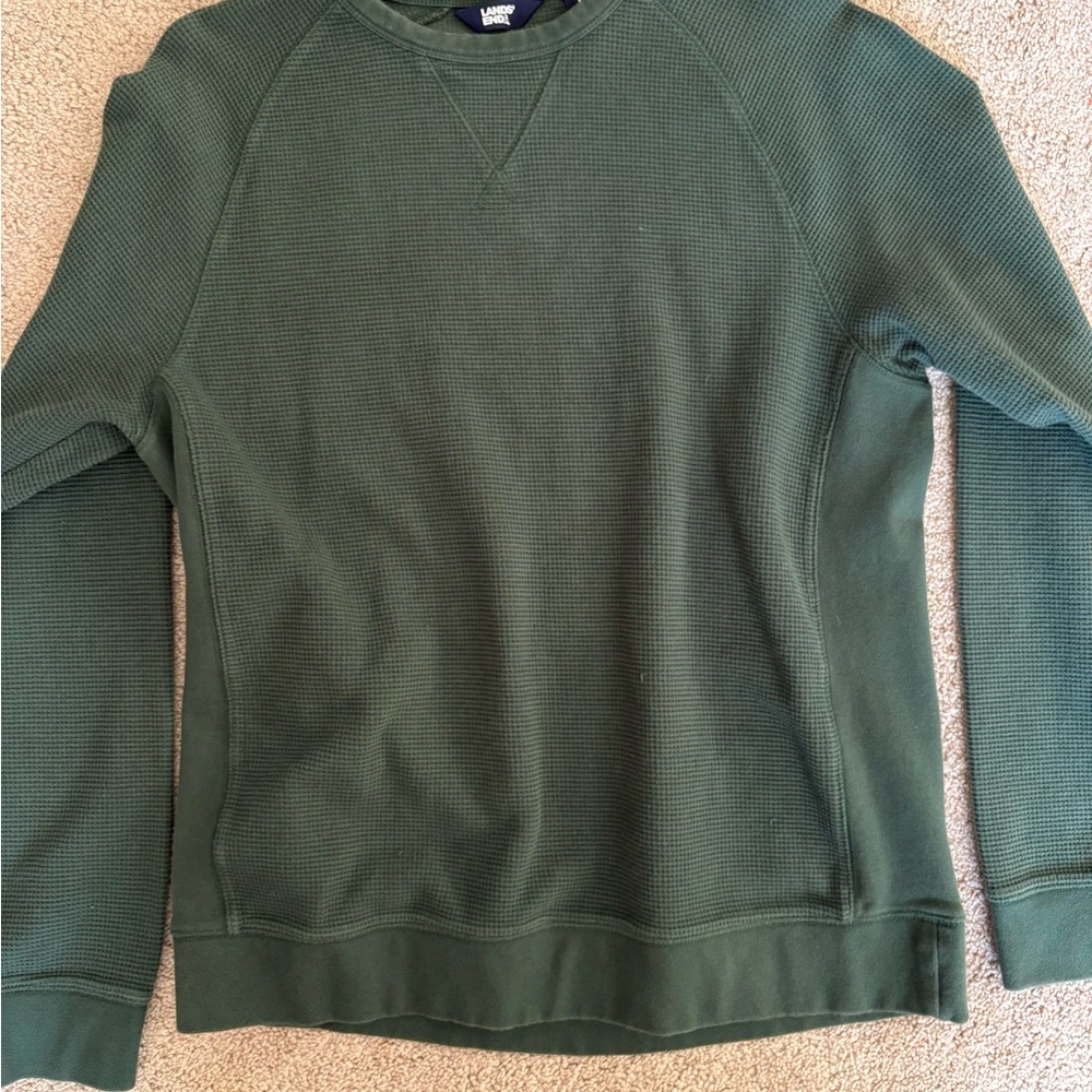 Lands' End Men's Forest Green Crewneck Sweater
